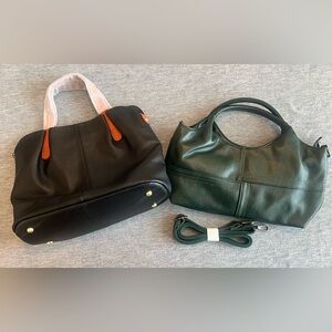 Handbag Set of‎ 2 Black and Green Shoulder Convertible Classic business new